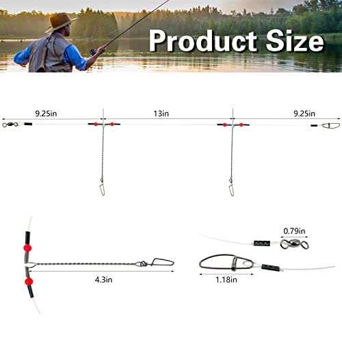 YOTO Fishing Tackle Leaders,Hi-Low Rig,Double Arms Saltwater Stainless Steel Leader with Swivels,High-Strength Fish Wire Gear Equipment, Fishing Gift - color: D1-Nylon Leader-70lb-12pcs