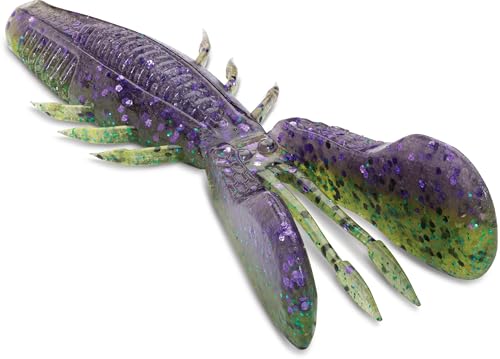 CrushCity Bronco Bug Soft Plastic Bass Lure, Dual-Action Creature Bait with Hinged Arms & Subtle Leg Movement - color: Sprayed Grass, size: 4"