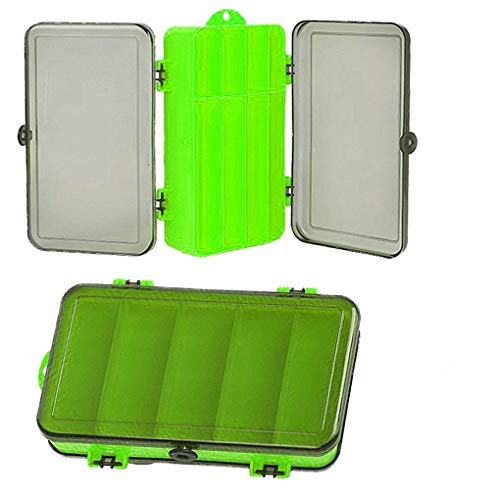 Toasis Two Sided Plastic Box Fishing Lure Storage Container Organizer Small Fishing Tackle Box - color: Green