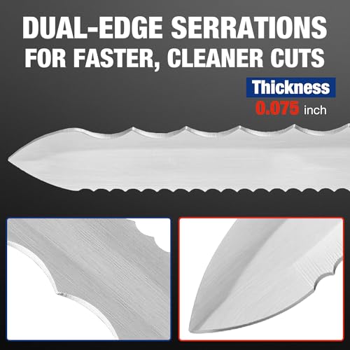 WORKPRO 11-Inch Insulation Knife, Stainless Steel Blade Insulation Cutter, Double Side Serrated Sharp Duct Knife for Heat Material Foam, RockWool, Styrofoam, Sod Cutter Garden Knife for Lawn Repair - size: 11 Inch