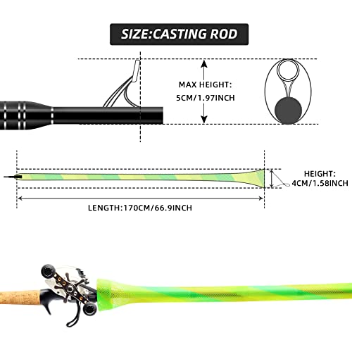SF Fishing Rod Sock Fishing Rod Sleeve Rod Cover Braided Mesh Rod Protector Pole Gloves Fishing Tools for Spinning Fishing Rod,Casting Rod,Musky Rod, Ice Rod, Fly Rod, Spey Rod - color: Green-gold-2pcs, size: Fit Casting Rod 6-1/2 FT to 7-1/2 FT