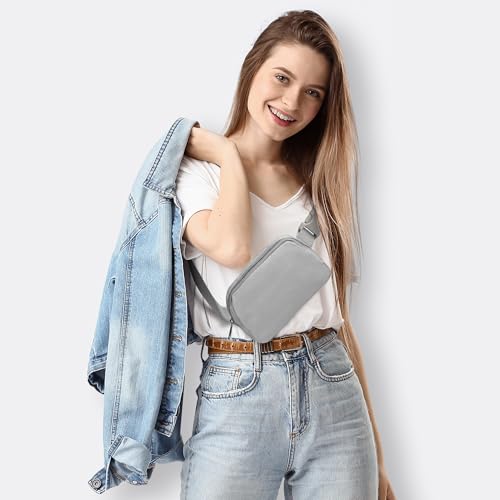 JSJ Mini Fanny Pack for Women & Men,Valentines Day Gifts for Girls Teens Kids Daughter Sister Her,Trendy Stuff Crossbody Bags Cute Everywhere Belt Bags. (Gray) - color: Gray