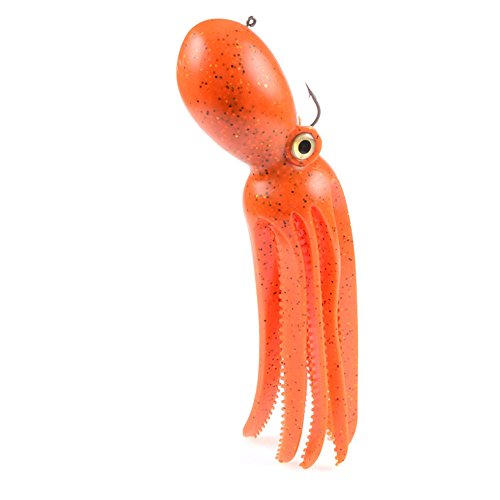 Artificial Octopus Swimbait, Skirt Tail Lure | 3.54/7.87/9.45in, jig head sinking trolling bait. Lingcod, bass, rockfish, saltwater. - color: Orange 9.45inch/8.47oz