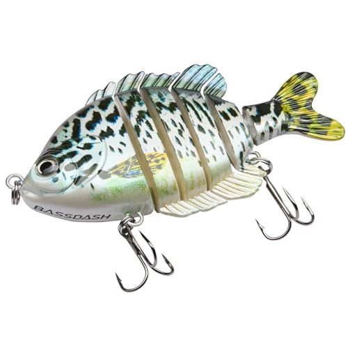 BASSDASH SwimPanfish Multi Jointed Panfish Bluegill Swimbaits Hard Topwater Bass Lures Fishing Lure Crank Saltwater 3.5in/0.85oz - color: Blue Mackerel