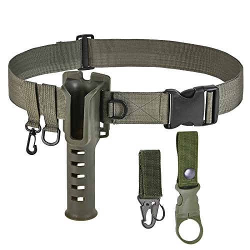 Fishing Wading Belt Rod Holder Adjustable Wader Waist Belt for Fly Surf Casting Spinning Pole Fishing Tool Tackle (Black) - color: Green