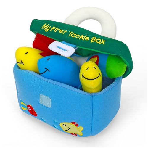 Baby GUND Play Soft Collection, My First Tackle Box 5-Piece Plush Playset with Rattle, Squeaker and Crinkle Plush Toys, Sensory Toy for Babies and Newborns, 8” - style: Tackle Box
