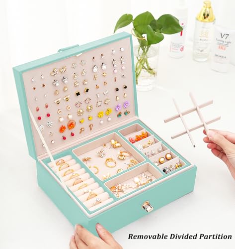 QBestry Girls Jewelry Box for Earrings Jewelry Organizer Box Teen Girls Earrings Organizer Jewelry Box Earring Holder Organizer Stud Earring Box for Girls Womens Jewelry Case Organizer Teal - color: Teal, size: Medium
