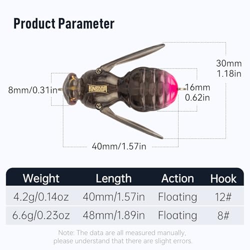 Kingdom Wasp Crawl Bait Insect Bionic Floating Fishing Lures Swimbaits Hard Artificial Baits Lure Freshwater and Saltwater Bass Carp Pike Walleye Fishing ABS Material Carbon Steel Three Book Hook - color: 02, size: 4.2g