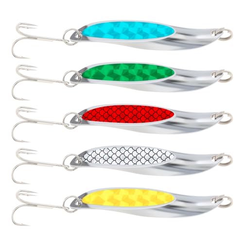 5pcs Fishing Lures Fishing Spoon, Trout Bass Lures Spinning Spoon, Hard Metal Spinner Baits Fishing Lure Spinnerbait