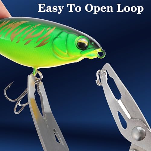 200 Pcs Fishing Stainless Steel Split Rings, 5 Sizes with Split Ring Pliers, Heavy Stainless Steel Splits Ring for Fishing and Lure Making, Saltwater Ready