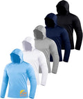 ZITY 5 Pack Men's Sun Protection Long Sleeve Hoodie Shirts UPF 50+ Fishing Shirts Lightweight Athletic Rash Guard Sweatshirts - color: Lightblue/White/Lightgray/Darkblue/Black, size: X-Large