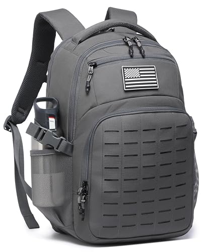 Wotony Military tactical backpack Laser-Cut MOLLE Webbing, backpack for men black small tactical assault bag (dark gray, 20 inch) - color: Dark Gray, size: 20 inch