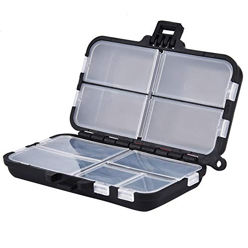Pissente Fishing Tackle Box, Double Sided 9-Compartment Storage Case with Clear Lids for Lures Hooks Weights, Small Portable Tackle Organizer for Anglers
