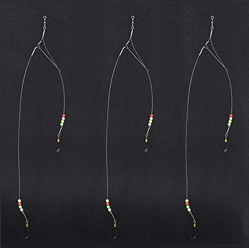 Dyxssm Fishing Hooks with Leader Rigging, Fishing Hook Line Stainless Steel Fishing Rigs Wire and Rig Hooks - size: 1/0#, style: Style-a: 2 Hooks Rig