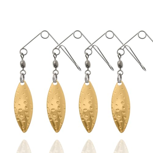 50PCS Fishing Spinner Blades Rigs Fishing Spinnerbait Smooth Spoons Kit,Replacement Accessories for Colorado Blade Making Spinner Shaft Bass Fishing Lures - color: 50Pcs Willow Leaf Gold