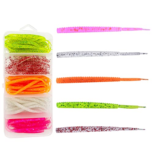 75pcs Crappie Lures Kit - Soft Plastic Coloured Crappie & Panfish Shad Baits - style: C-75pcs