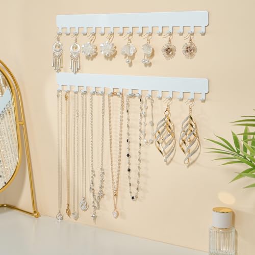 bussdis adhesive necklace hook necklace hanging storage white upgrage Extended - color: White, size: 13.19 inch