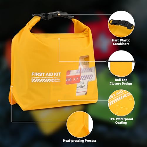 RHINO RESCUE Waterproof Boat First Aid Kit, Lightweight Boat Accessories Dry Bag, Emergency Marine Survival Supplies for Outdoor Kayak, Fishing, Floating, Swimming, Beach & Camping (Green) - color: Green