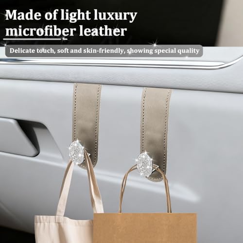 Zpana 2PCS Bling Car Co-Pilot Glovebox Hook, Crystal Rhinestone Vehicle Passenger Seat Hanger for Purse Handbag Umbrella, Automotive Glove Box Storage Organizer, Universal for Truck SUV Van (Beige) - color: Beige