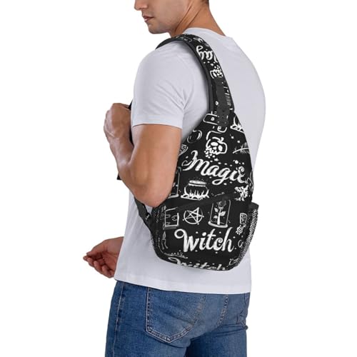 Witch Witchcraft Magic Pattern Outdoor Crossbody Shoulder Bag For Unisex Young Adult Hiking Bicycling - color: 17