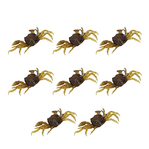 8PCS Artificial Crab Baits, Cranka Crab Lure with Sharp Hooks, Fishing Tackle Accessory Tool, Yellow Brown