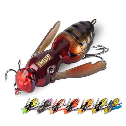 Kingdom Wasp Crawl Bait Insect Bionic Floating Fishing Lures Swimbaits Hard Artificial Baits Lure Freshwater and Saltwater Bass Carp Pike Walleye Fishing ABS Material Carbon Steel Three Book Hook - color: 12, size: 6.6g