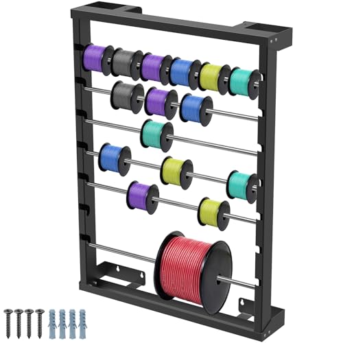 Kipika Portable Wire Spool Rack - Heavy-Duty Steel Cable Dispenser with 4 Adjustable Rods, Spool Rack Holder for Efficient Storage & Dispensing (B: Wall-mounted Wire Spool Holder (6 Rods)) - color: B: Wall-mounted Wire Spool Holder (6 Rods)