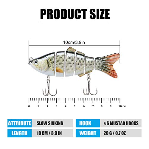 TRUSCEND Swimmax Easy Catch Fishing Lures with BKK Hooks, Wiggling, Vibrating, Rattling and Gurgling for More Bites, Heavy-Duty Dyneema Fiber Jointed Swimbaits for Bass, Trout, Crappie, Walleye, Pike - color: A5-4",0.7oz