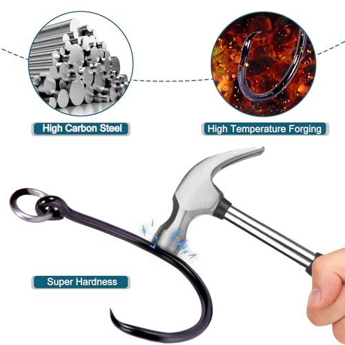 9KM DWLIFE Circle Hooks 4X 25Pcs Strong Corrosion-Resistant High-Carbon Steel Fishing Hooks with Ring for Catfish, Bass Saltwater Circle Hooks - size: 1#