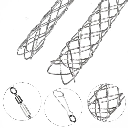 2 Pcs 1/2 Inch Wire Pulling Grip Mesh Cable Pulls Cable Pulling Grip Sock Metal Cable Puller Socks Wire Pulling Tools Wire Grip Flexible Snap for Electrical Pulling Grips Light and Heavy Cables