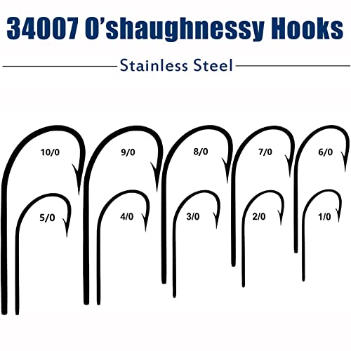 Saltwater Fishing J Hooks O'Shaughnessy Forged Extra Strong Stainless Steel Trolling Sea Bass Striper Snapper Fishing Hooks, Size 1/0-10/0 - size: 2/0-30pcs