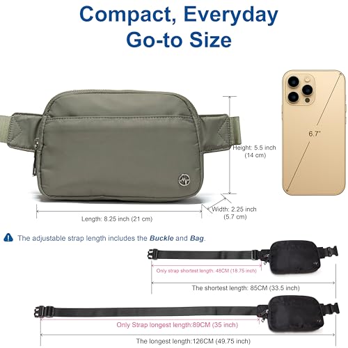 Pander Everywhere Belt Bag for Women, 5 Zipper Pockets Nylon Crossbody Fanny Pack Purse (Dim Grey) - color: Dim Grey
