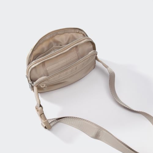 Pander Everywhere Belt Bag for Women, 5 Zipper Pockets Nylon Crossbody Fanny Pack Purse (Raw Linen). - color: Raw Linen
