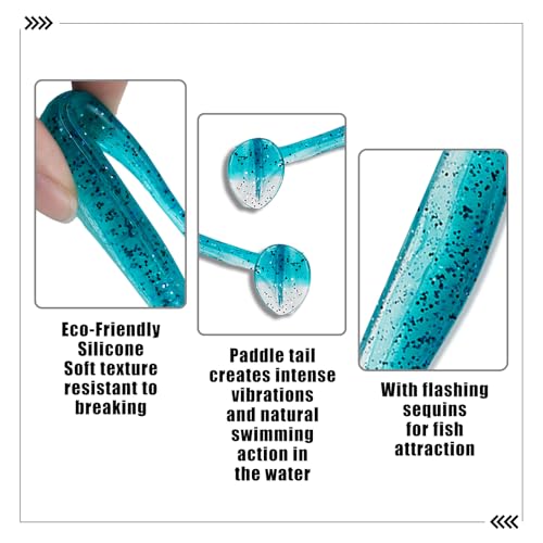 Paddle Tail Swimbaits FS/RE-10 | for Bass Fishing,14 Colors ,Fishing Lures with Flash Blade,Freshwater Saltwater ,Bass Bait,for Trout Catfish Pike - color: Color B, size: 7cm,50pcs