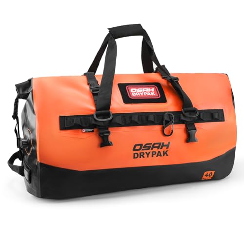 OSAH DRYPAK Waterproof Duffel Bag 25L/40L/60L – Heavy-Duty Motorcycle Tail Bag, Roll-Top Dry Bag for Travel, Camping, Boating, Kayaking, Outdoor Adventure - color: ORANGE, size: 40L