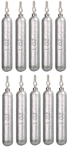 Reaction Tackle Drop Shot Weights for Bass Fishing - Skinny Pencil Sinkers for Drop Shot Rig - Freshwater and Saltwater Finesse Fishing - color: Silver, size: 1 Oz (10-Pack)
