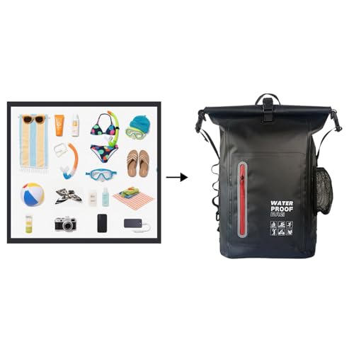 Dry Bag Waterproof 25L-Floating & Lightweight Bags for Women Waterproof Backpack for Kayaking, Boating, Fishing, Paddle Boarding, Camping, Hiking, Roll-Top Seal & Adjustable Shoulder Straps - color: Black