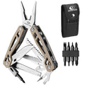 MOSSY OAK Multitool, 22-in-1 Stainless Steel Pliers with Screwdriver Sleeve, Desert Steel Handle, Self-locking Knife with Sheath-Perfect for Outdoor, Survival, Camping, Hiking, Simple Repair - color: 22-in-1, Desert
