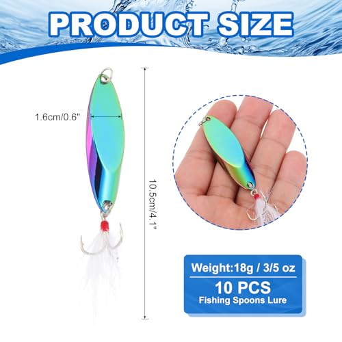 PATIKIL Fishing Spoons, Fishing Lures Casting Spoon Treble Hooks Jigs Hard Metal Spinner Baits - color: Multicolor, size: 3/5 oz