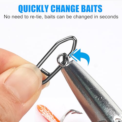 OROOTL Fishing Power Speed Clips Kit, 48/165pcs High Strength Stainless Steel Fishing Snap Lure Clip Quick Change Fishing Snaps Clips Set for Freshwater Saltwater Connector Tackle - style: Clip Kit - 165pcs