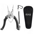 DONQL Fishing Pliers, Stainless Steel Fish Hook Remover Tool, Fishing Split Ring Pliers, Line Cutter Crimper, Fishing Gear for Saltwater Freshwater with Lanyard Sheath