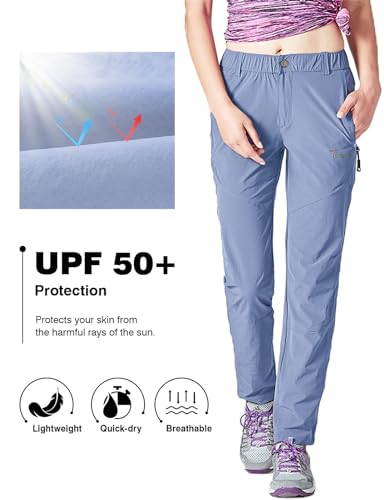 Rdruko Women's Hiking Pants Lightweight Quick Dry Water Resistant Outdoor Travel Fishing Pants with Pockets - color: Haze Blue, size: XX-Large