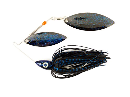 Nichols Lures Pulsator Metal Flake Double Willow Spinnerbait - color: Black/Blue, size: 1/2-Ounce