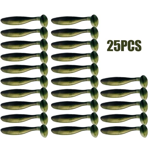 Paddle Tail Swimbaits FS/RE-10 | for Bass Fishing,14 Colors ,Fishing Lures with Flash Blade,Freshwater Saltwater ,Bass Bait,for Trout Catfish Pike - color: Color J, size: 12cm,25pcs