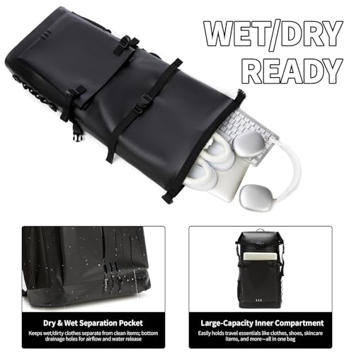 Waterproof Dry Bag,Heavy Duty Hiking Backpack Roll-Top Closure Bag for Kayaking, Hiking, Camping, Boating- Men/Women ﻿ - color: black