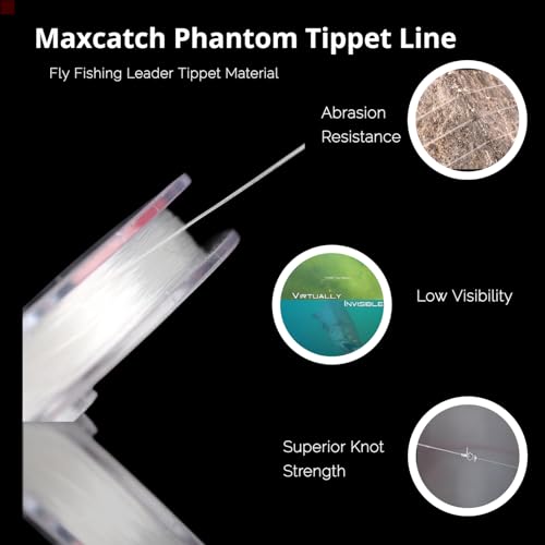 M MAXIMUMCATCH Maxcatch Fly Fishing Tippet Line Material with Tippet Line Holder & Tender, Clear, 55Yds, 4PCS/6PCS - color: 4 Pieces with Holder/55YDS, size: 4X+5X+6X+7X--55Yds