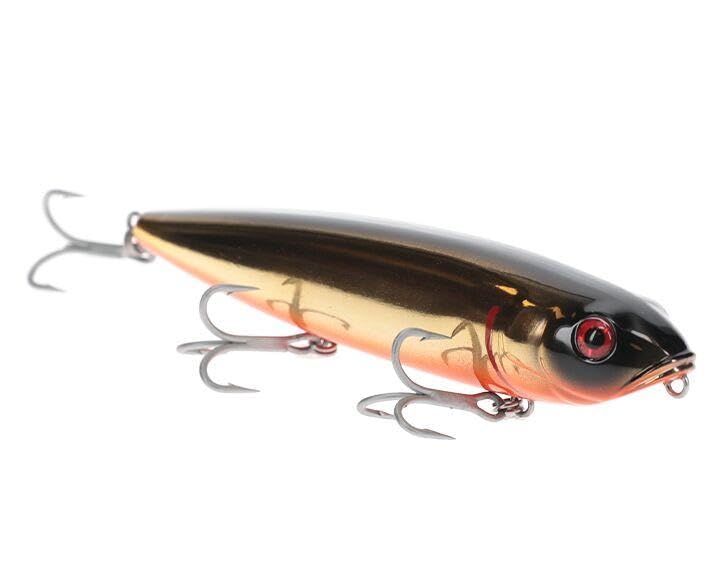 Strike King Sexy Dawg Hard Knock Saltwater Hard Bait Fishing Lure, 4.5", 5/8 oz, Steel Sound Chamber, 3D Eyes - color: Golden Shiner