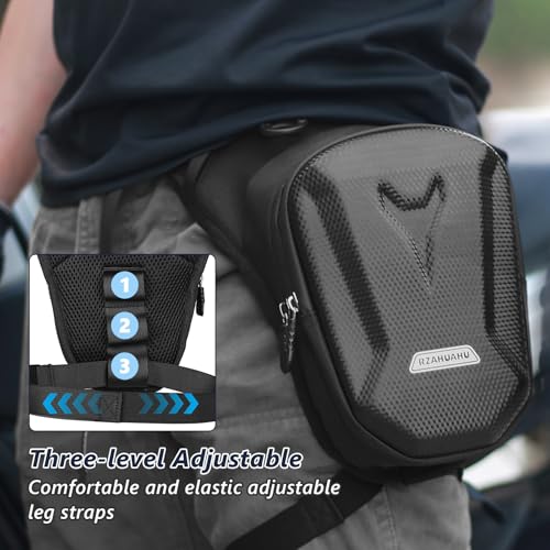 flintronic Motorcycle Leg Bag, Thigh Bag, Motorcycle Cycling Drop Leg Bag, with Headphone Jack, Waterproof Multi-Function Leg Fanny Pack for Men Women Cycling Running Traveling and Fishing - color: Black