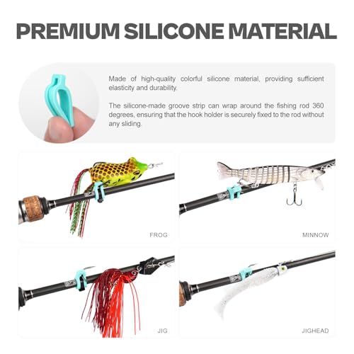 Universal Fishing Hook Keeper - Silicone Secure Holder for All Rods (Ultra Light to Sea), 12-Pack with Nylon Zip Ties - style: Green