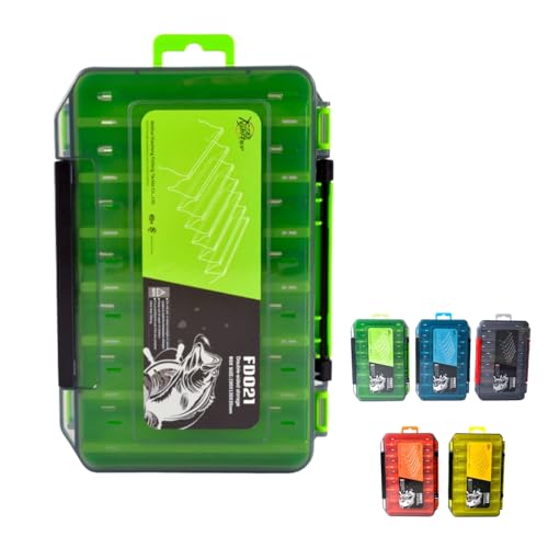 Waterproof Double-Sided Fishing Tackle Storage Box – Large Green Lure Organizer for Hooks, Accessories & Terminal Tackle, Portable & Clear Case - color: Green, size: Large